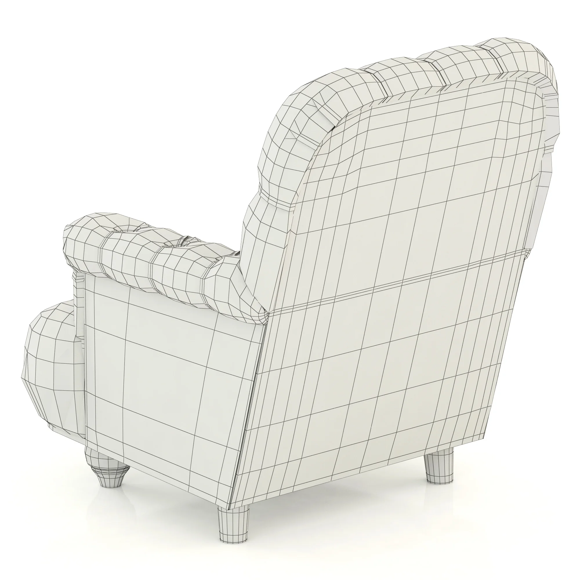 Restoration Hardware 1860 Napoleonic Tufted Upholstered Chair — 3D model preview 7