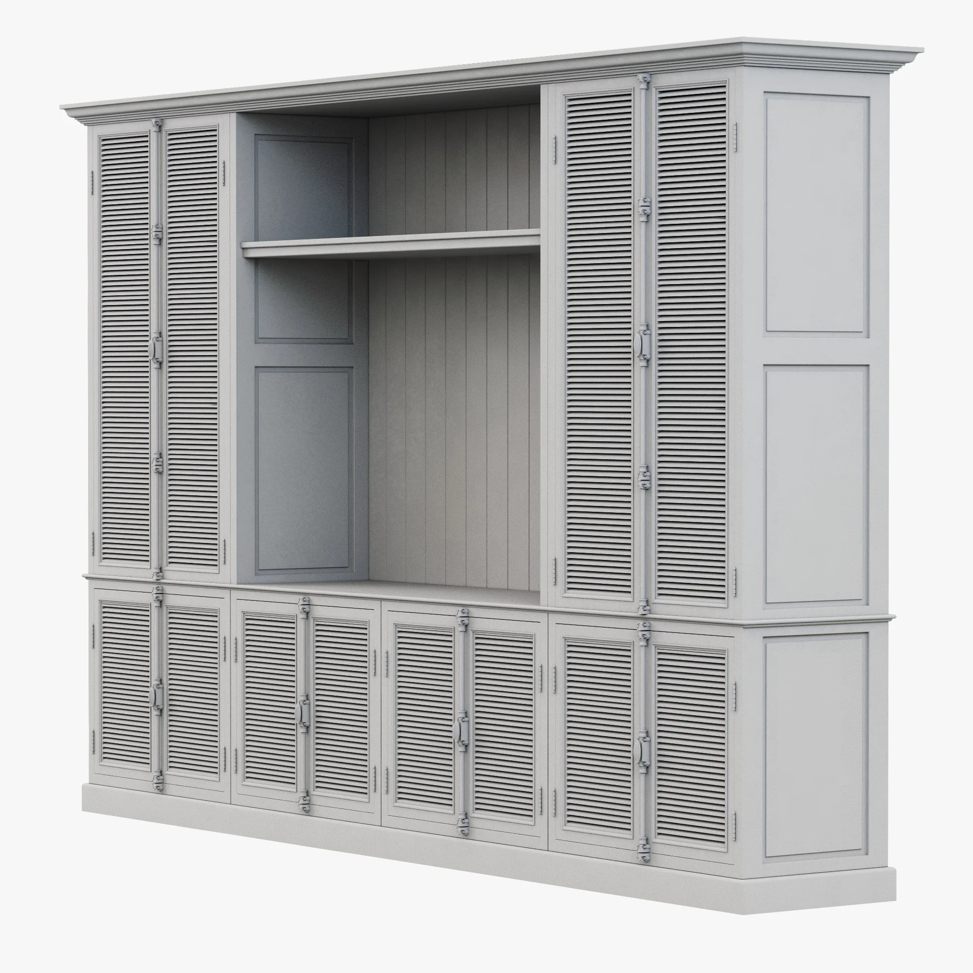 Restoration Hardware Shutter Closed Wood Media System — 3D model preview 1