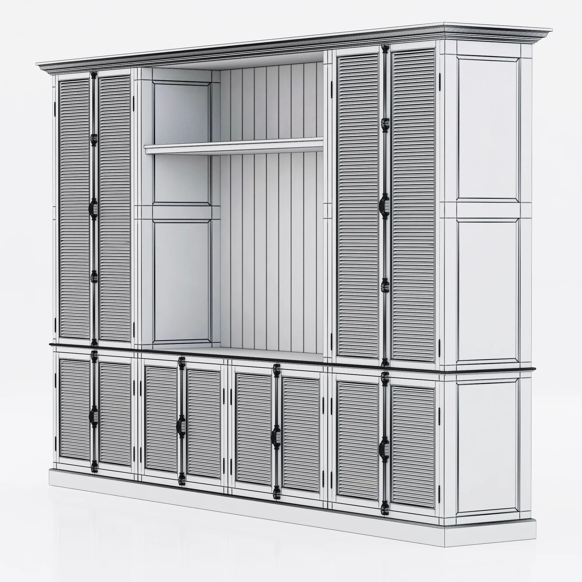 Restoration Hardware Shutter Closed Wood Media System — 3D model preview 2