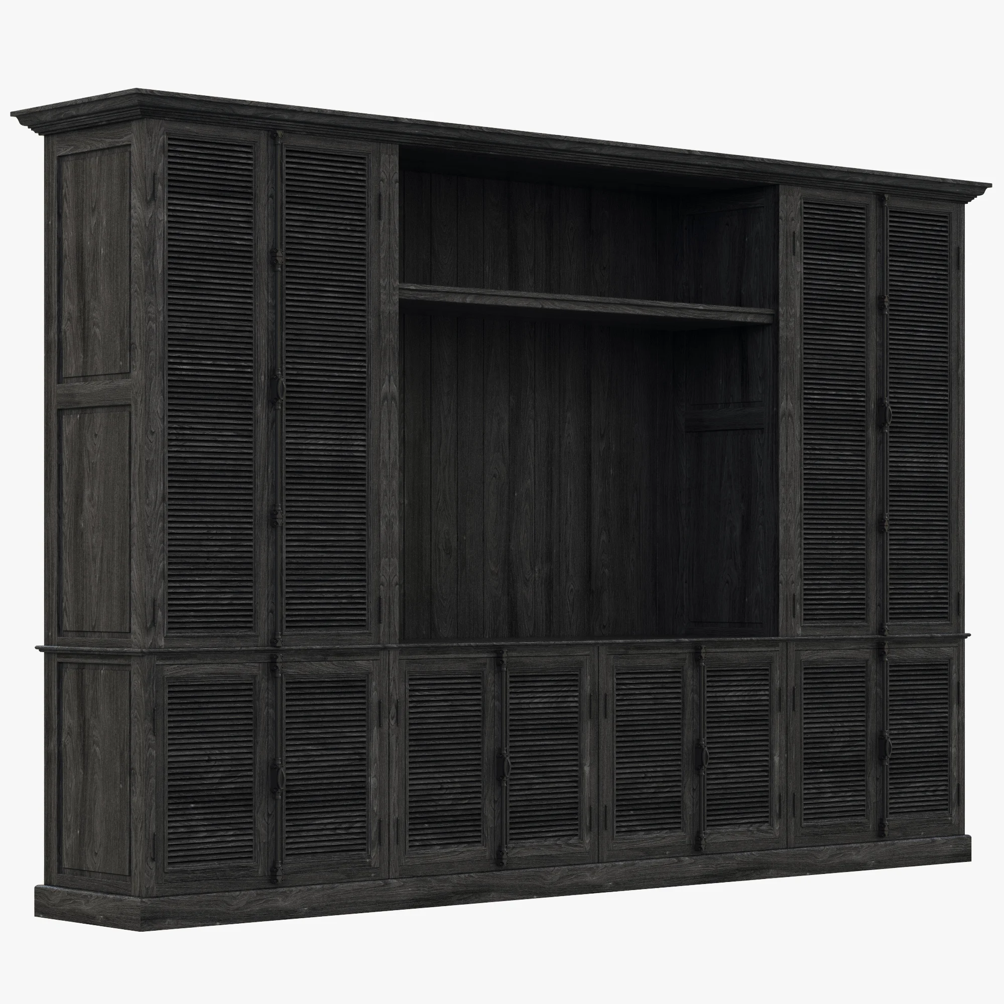 Restoration Hardware Shutter Closed Wood Media System — 3D model preview 3