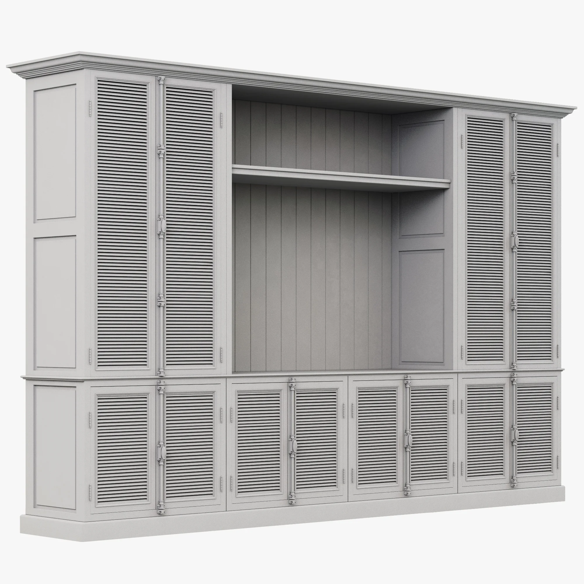 Restoration Hardware Shutter Closed Wood Media System — 3D model preview 4