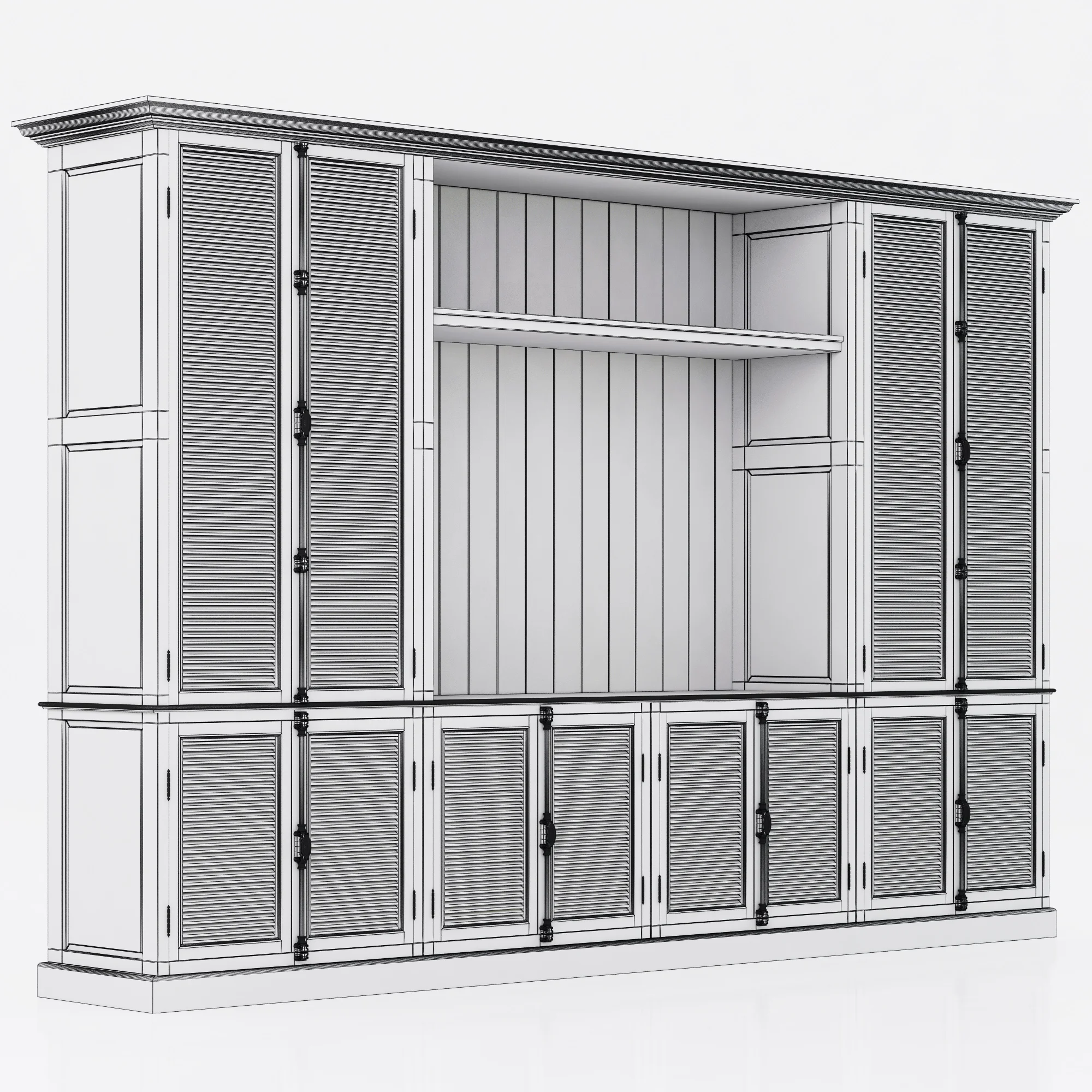Restoration Hardware Shutter Closed Wood Media System — 3D model preview 5