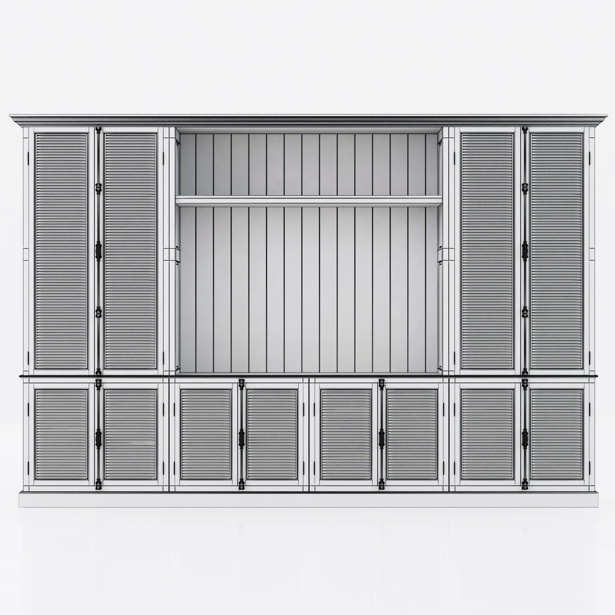 Restoration Hardware Shutter Closed Wood Media System — 3D model preview 11