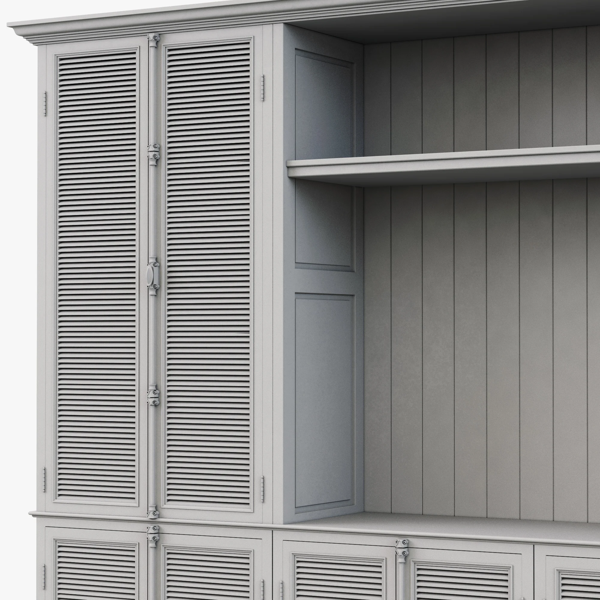 Restoration Hardware Shutter Closed Wood Media System — 3D model preview 13