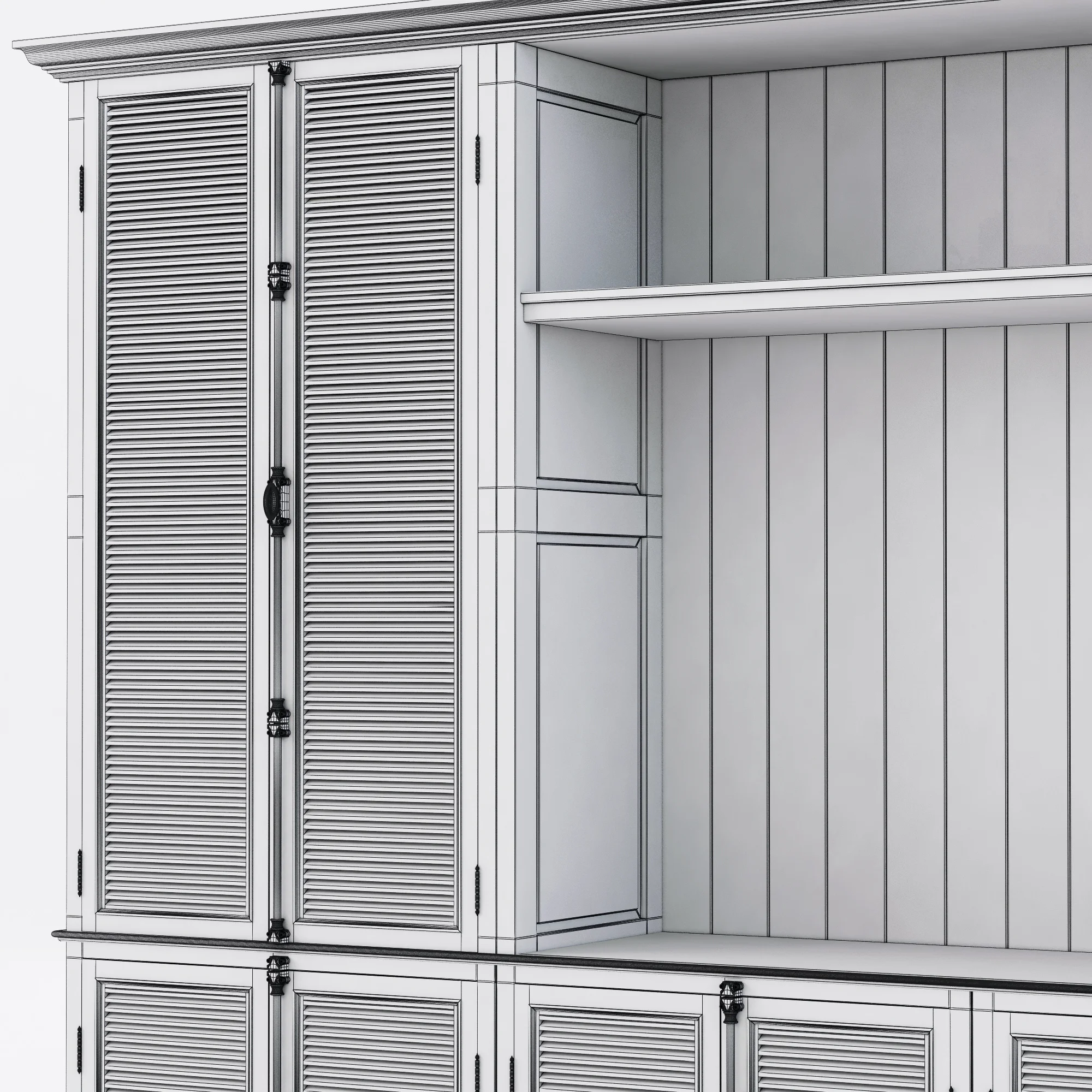 Restoration Hardware Shutter Closed Wood Media System — 3D model preview 14