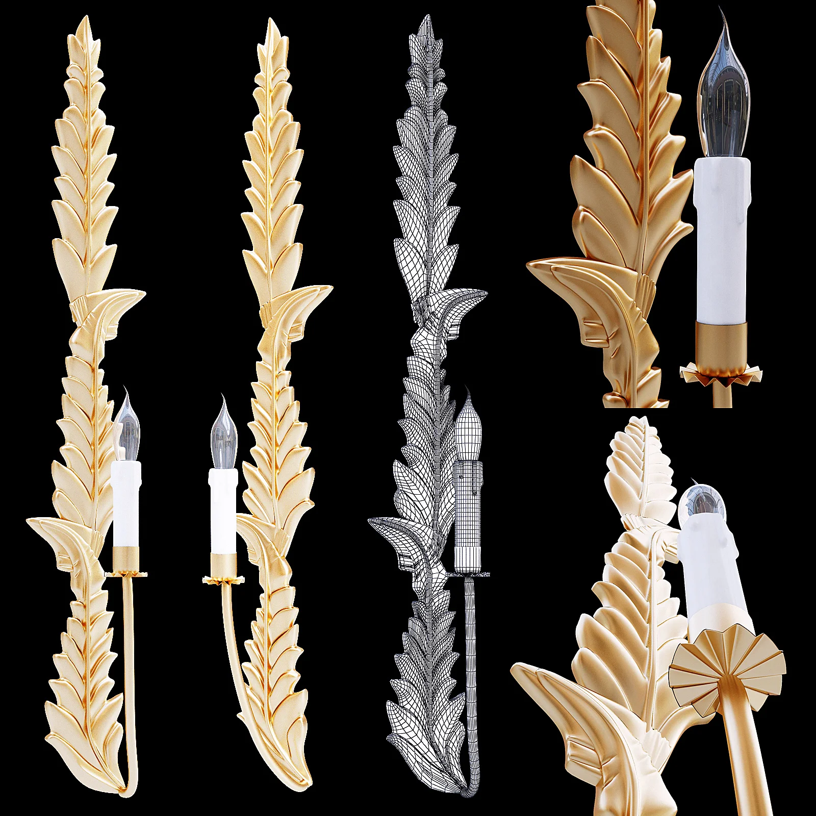 APLIQUE BERGERAC 1 HOJA GRANDE MISON — 3D model preview 4
