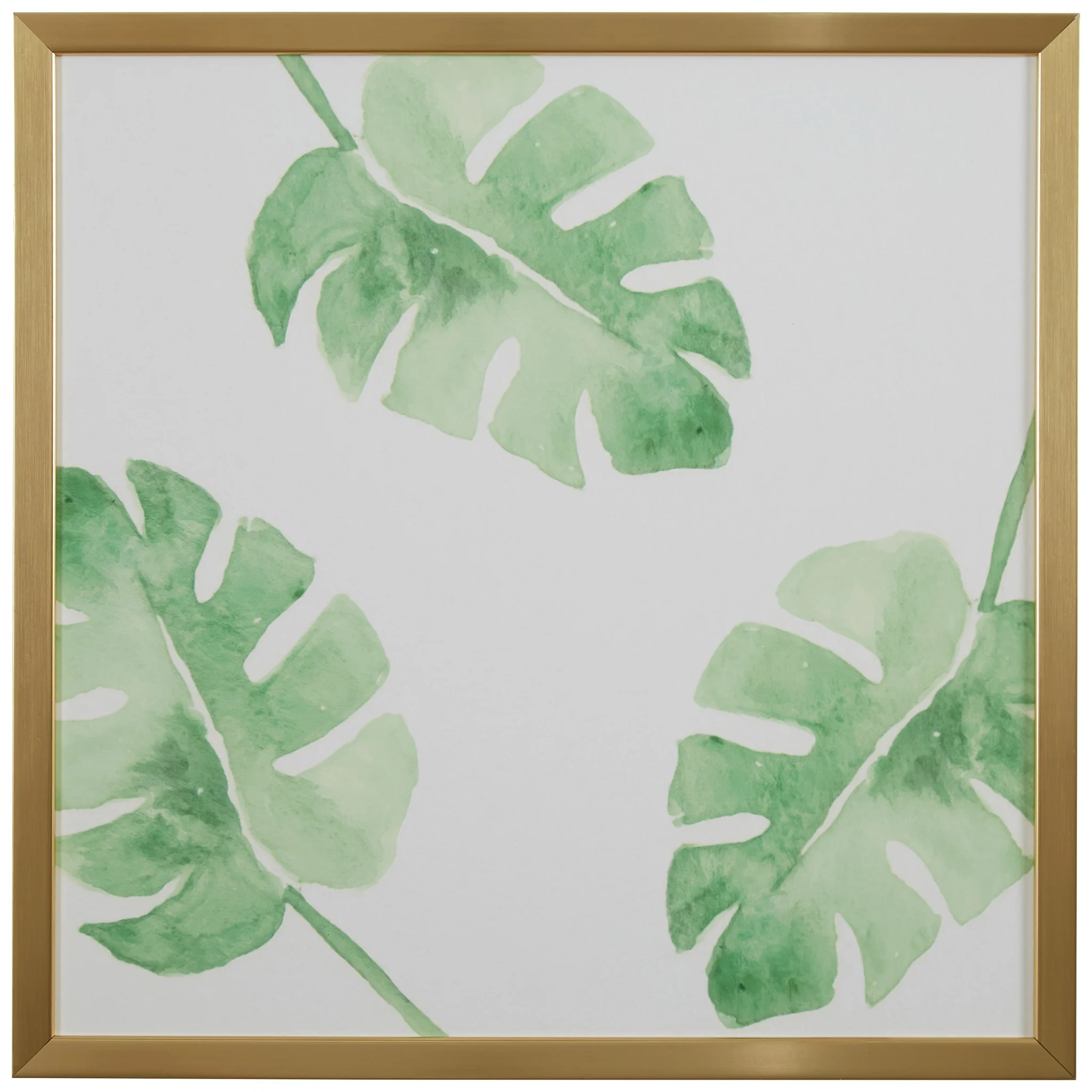 Framed Monstera Leaf Watercolor Wall Art Print
