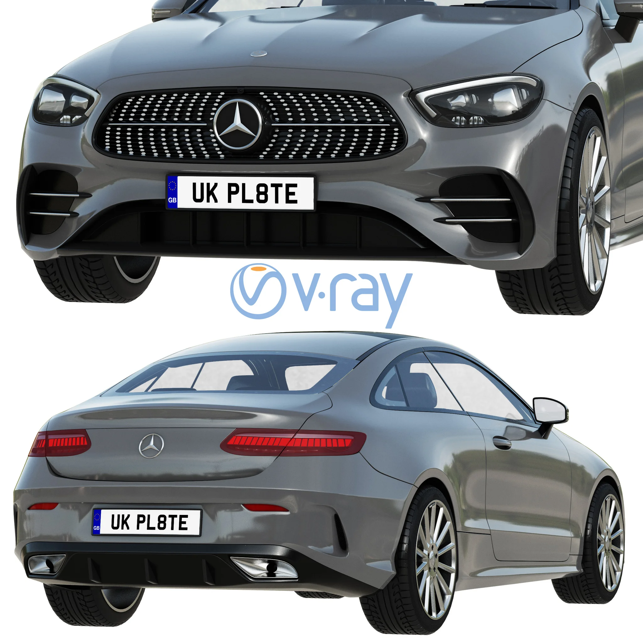 Mercedes Benz E‑Class Coupe, 3D model preview 1