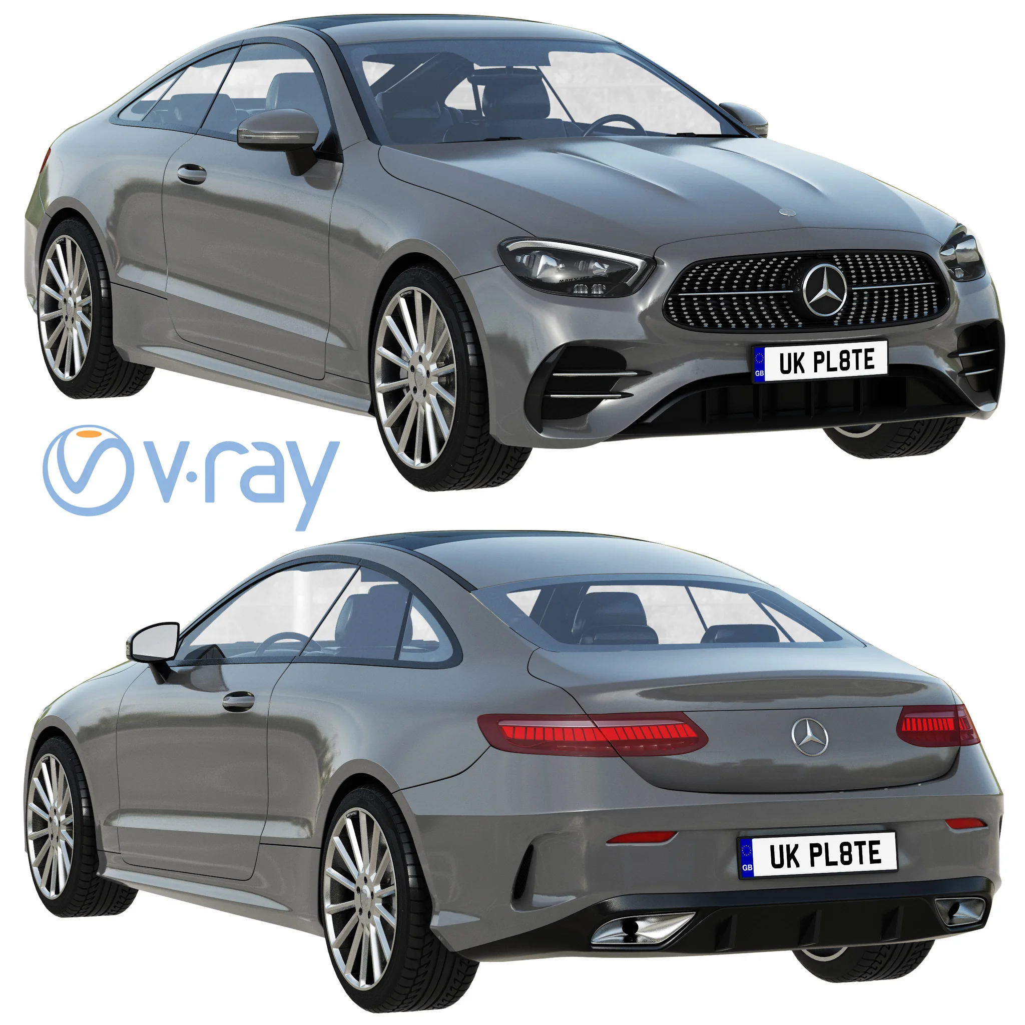 Mercedes Benz E‑Class Coupe, 3D model preview 7