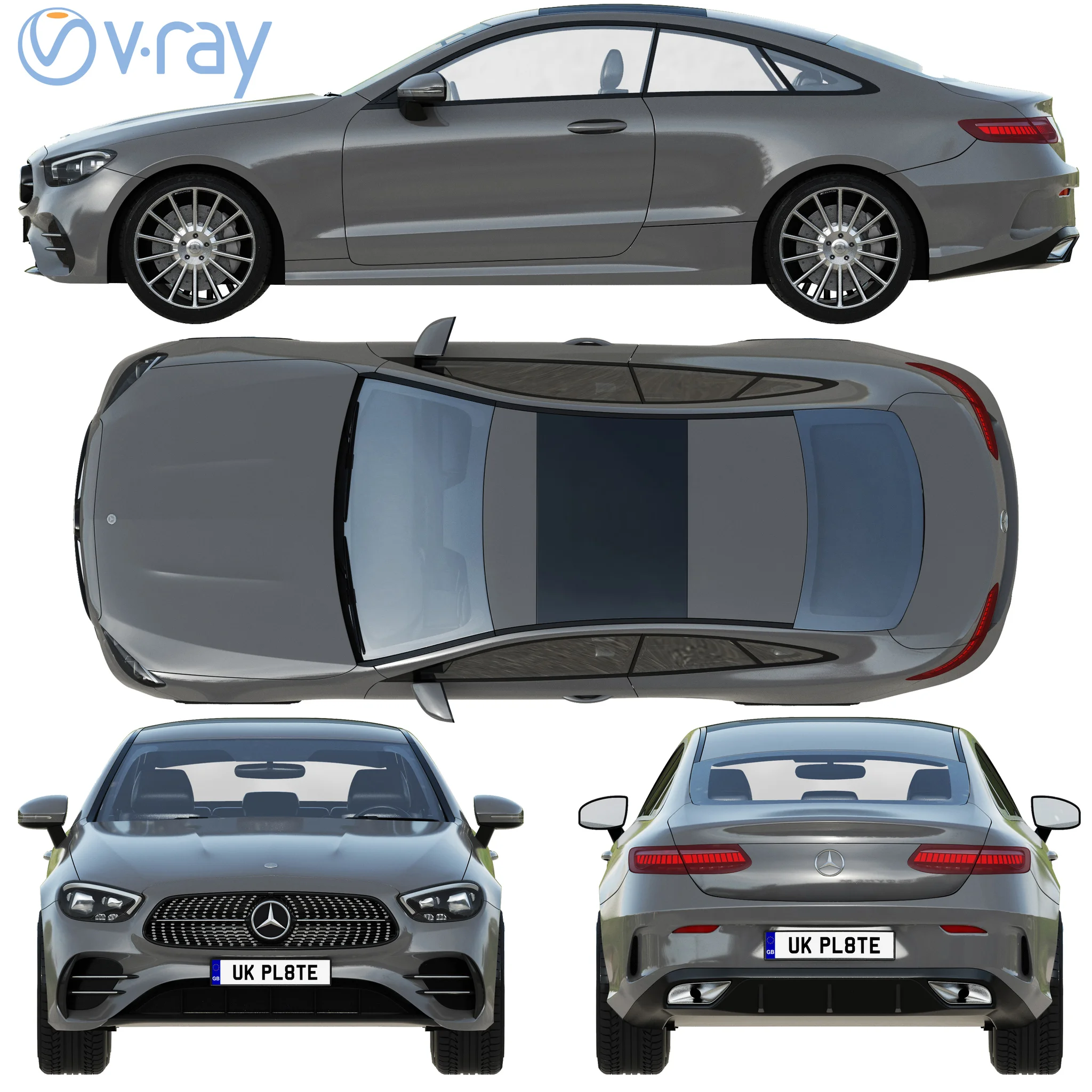 Mercedes Benz E‑Class Coupe, 3D model preview 10
