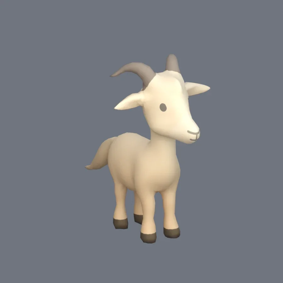 Stylized Animal Goat, 3D model preview 2