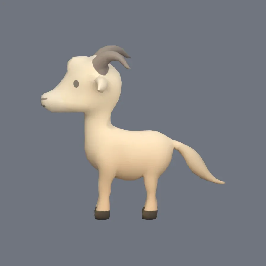 Stylized Animal Goat, 3D model preview 3