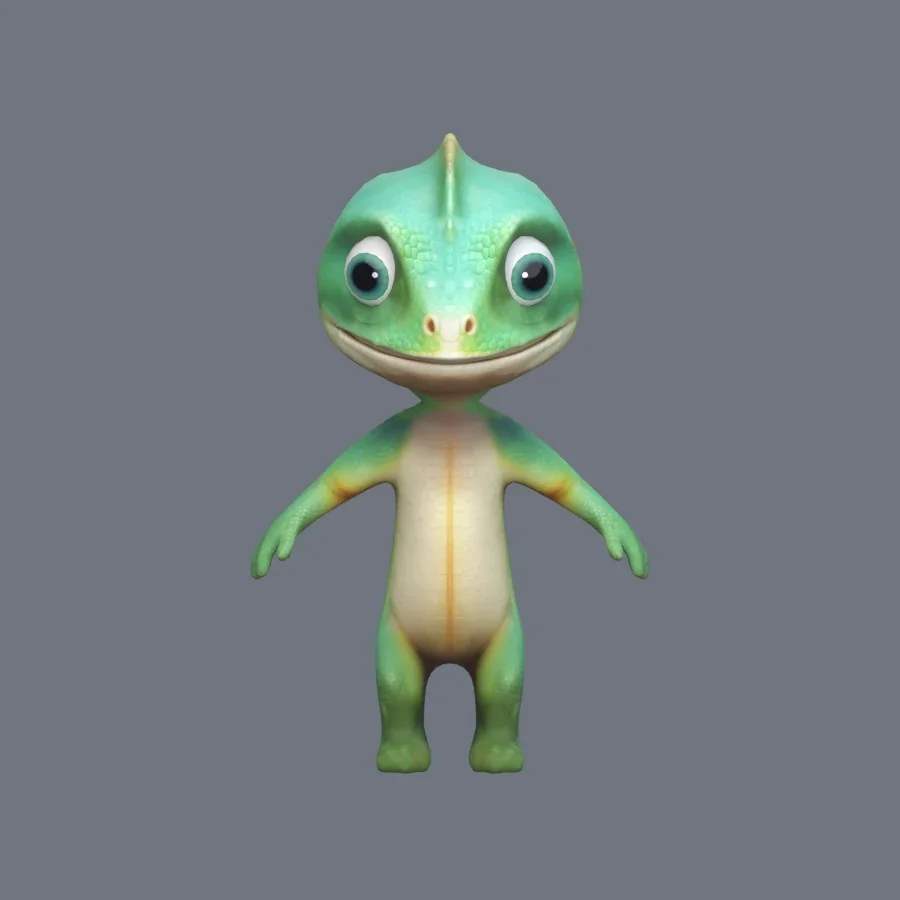 Anthro Lizard Rigged, 3D model preview 1