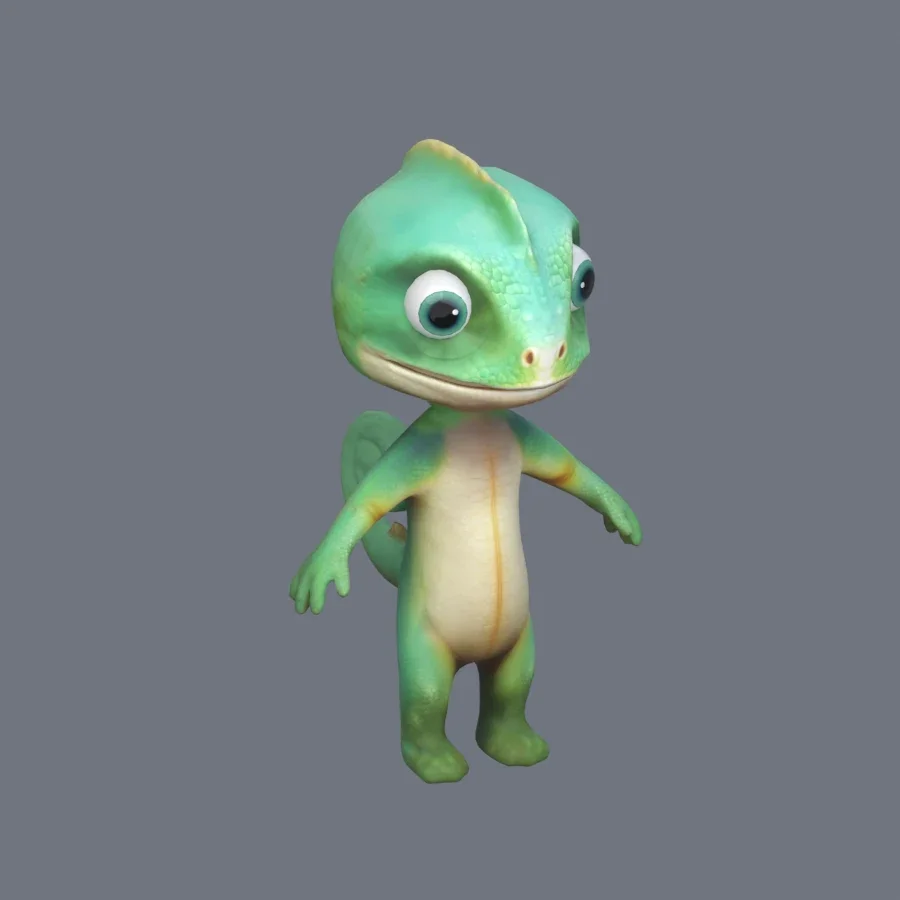 Anthro Lizard Rigged, 3D model preview 2