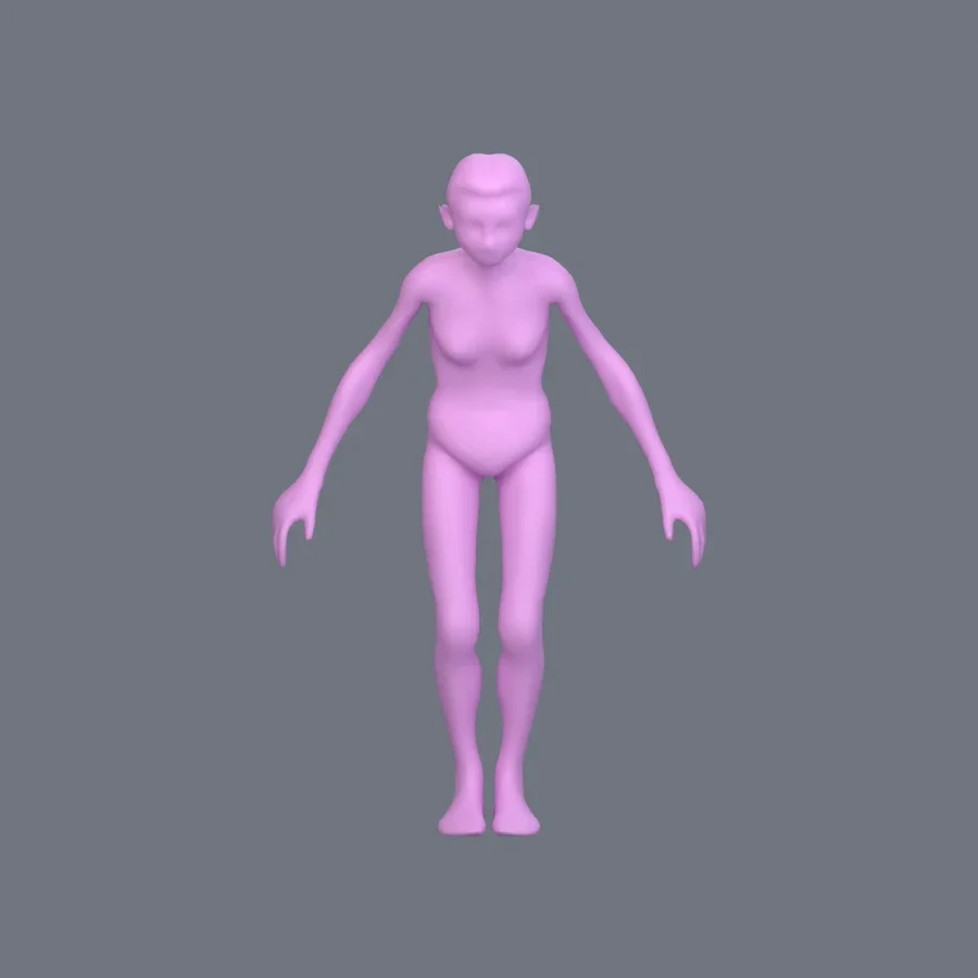 Basemesh Female Elderly, 3D model preview 1