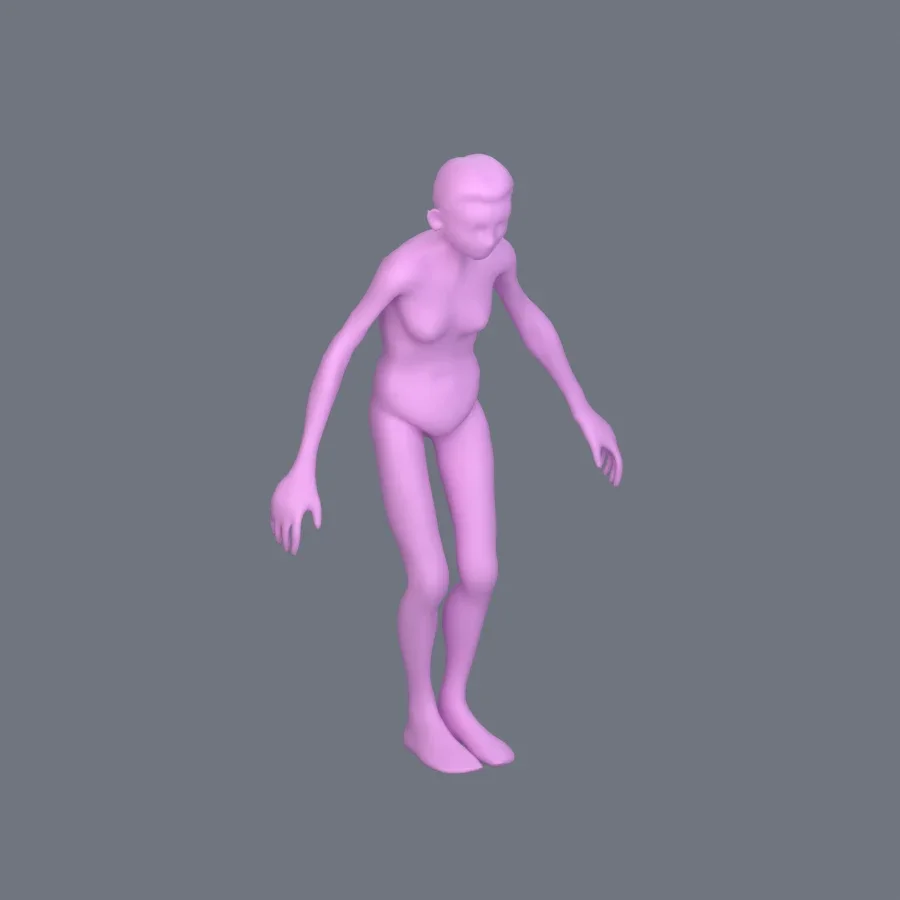 Basemesh Female Elderly, 3D model preview 2