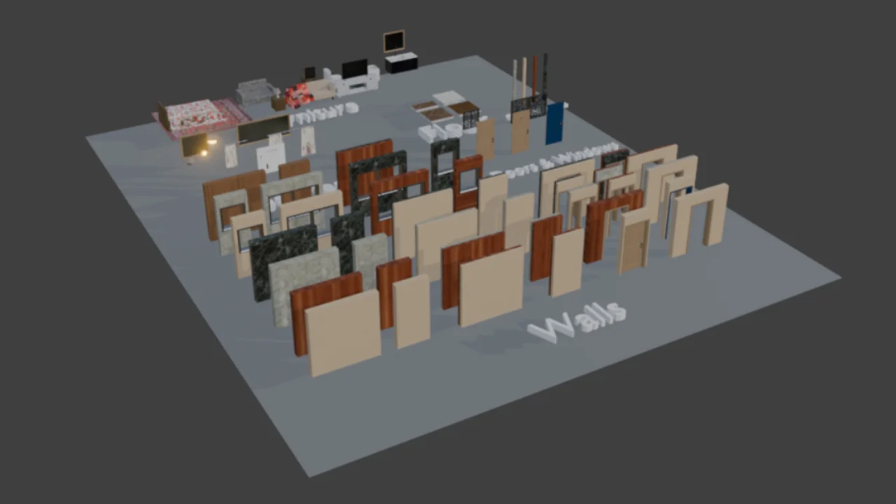 InRoom Interior Realistic Asset Pack, 3D model preview 5