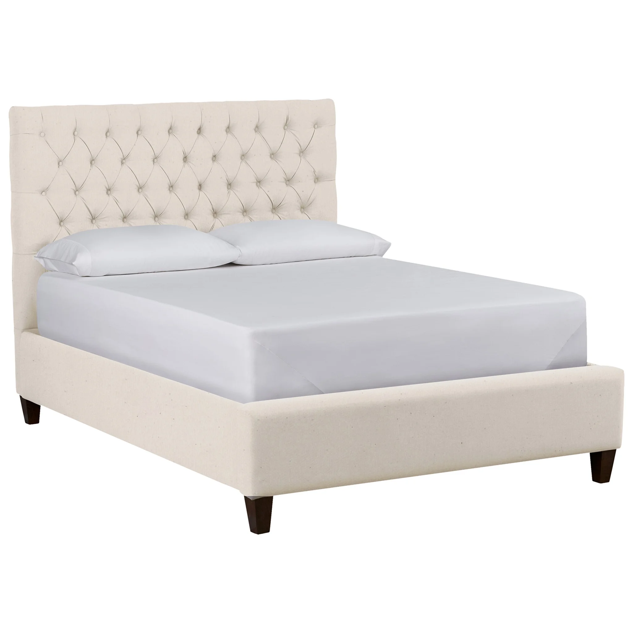 Tufted Upholstered King Bed with Linen Headboard