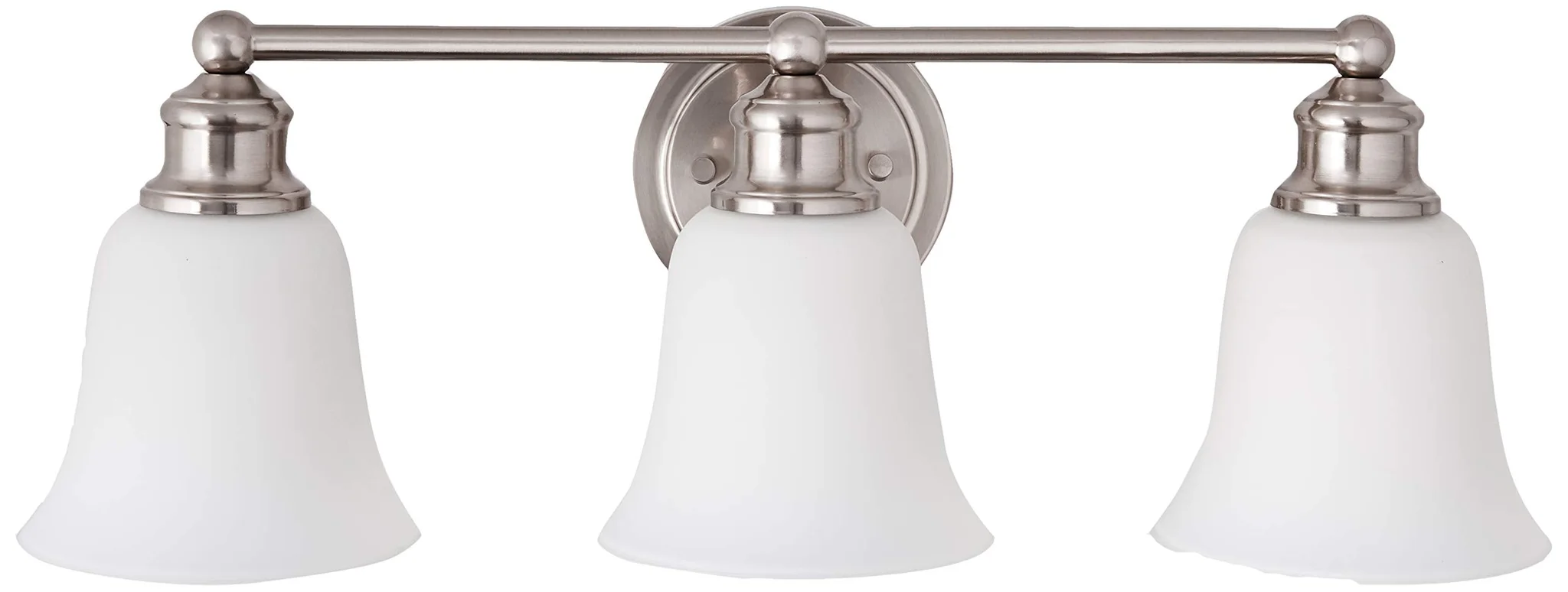 Brushed Nickel 3-Light Vanity Bar Wall Fixture with Frosted Glass Shades