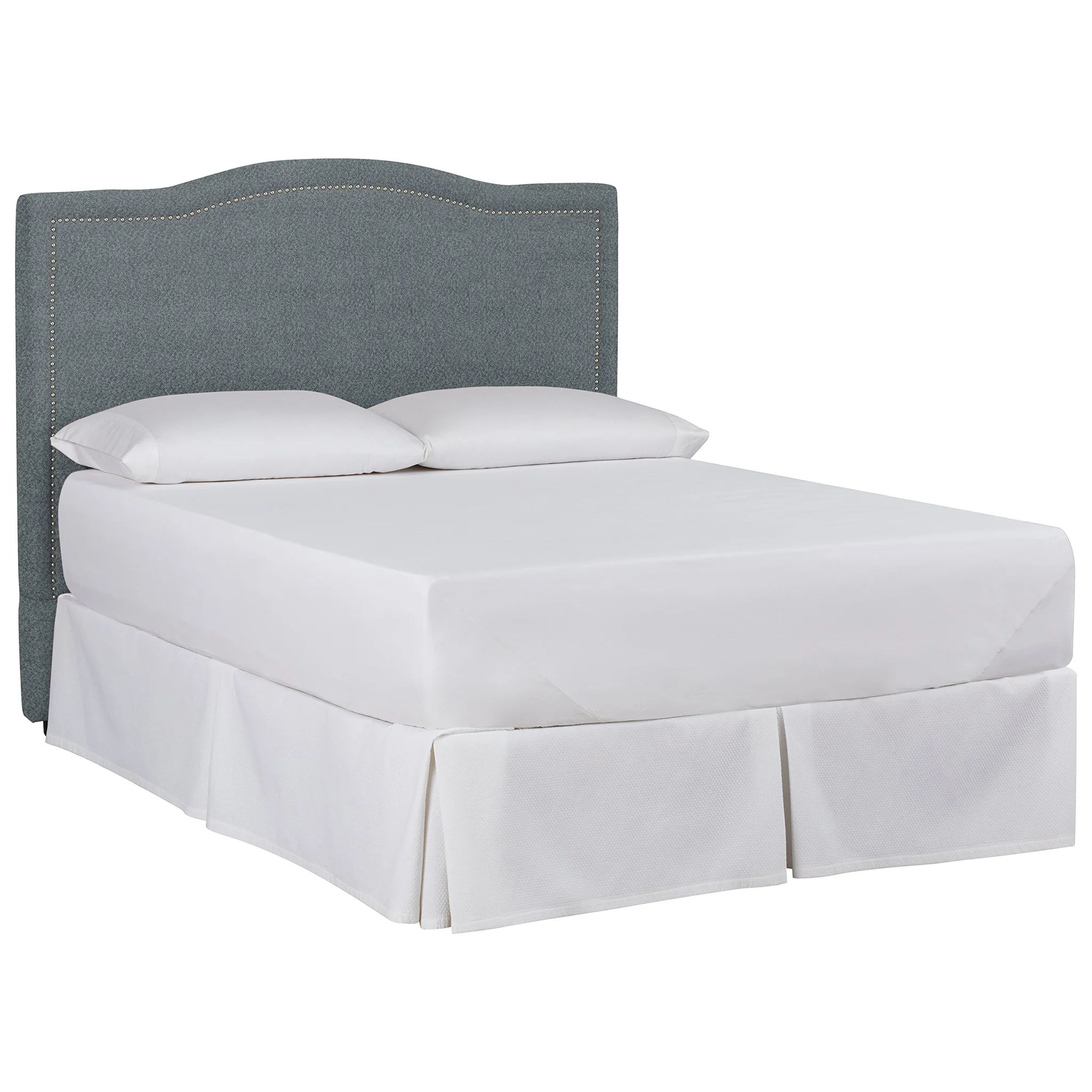 Upholstered Queen Bed with Curved Nailhead Headboard