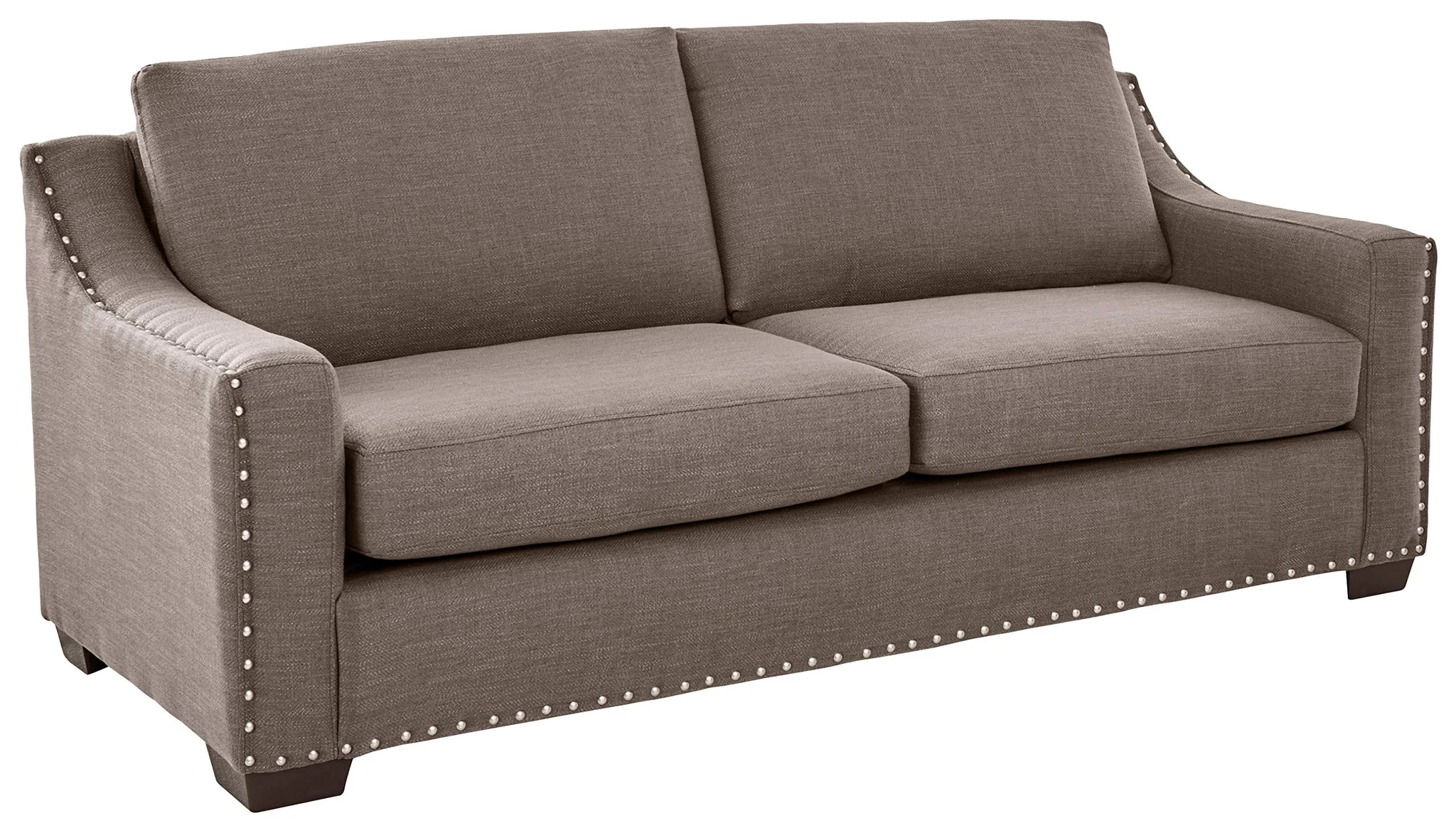 Modern Nailhead Trim Two-Seater Sofa in Pewter Gray