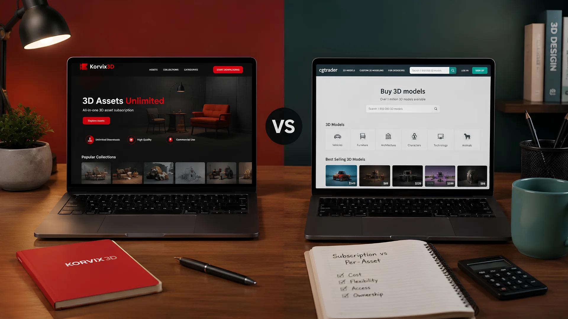 Korvix3D vs CGTrader: Subscription vs Per-Asset - Which Saves More?